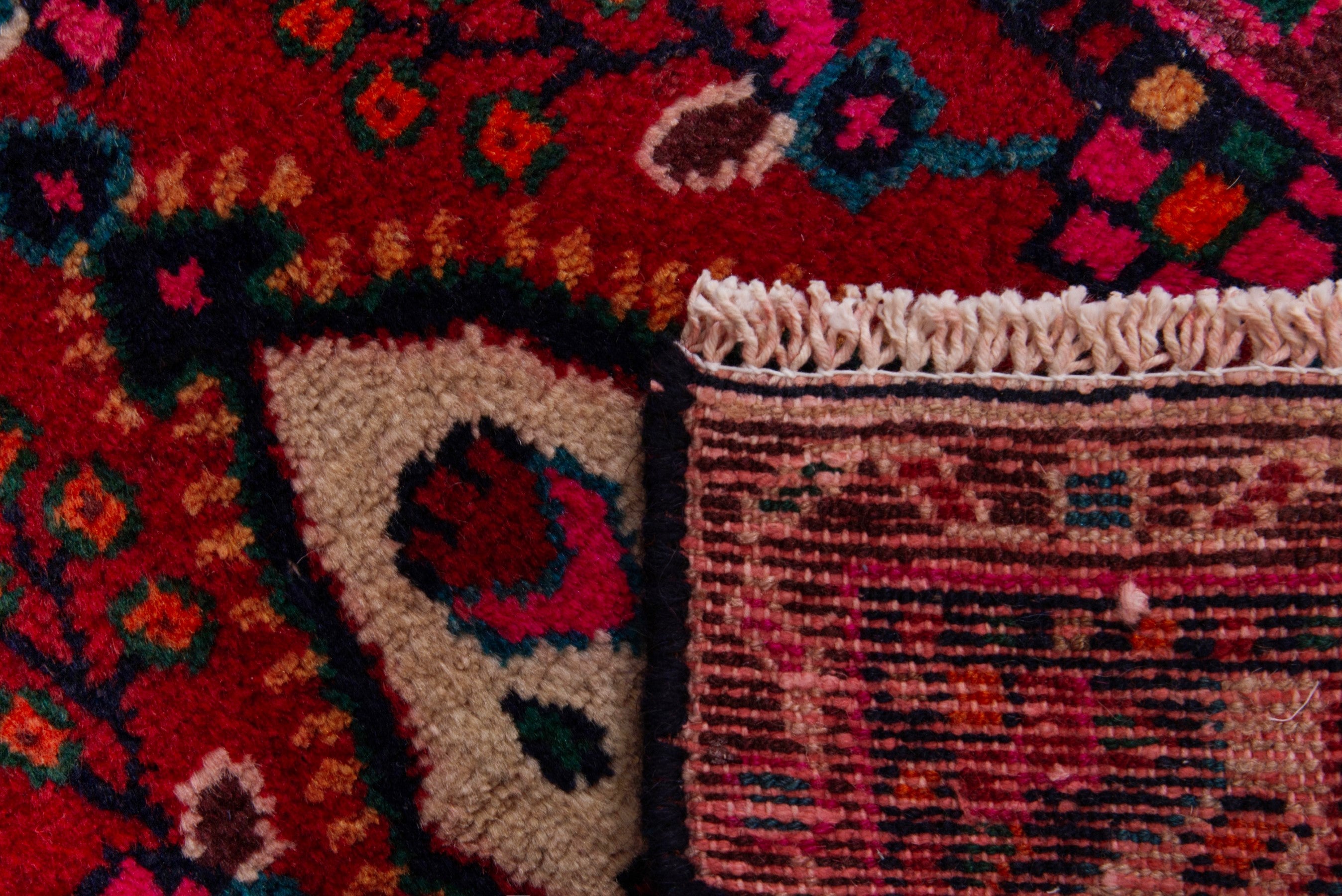 Persian Hamedan accent rug in burgundy and deep red, view 7 of 7