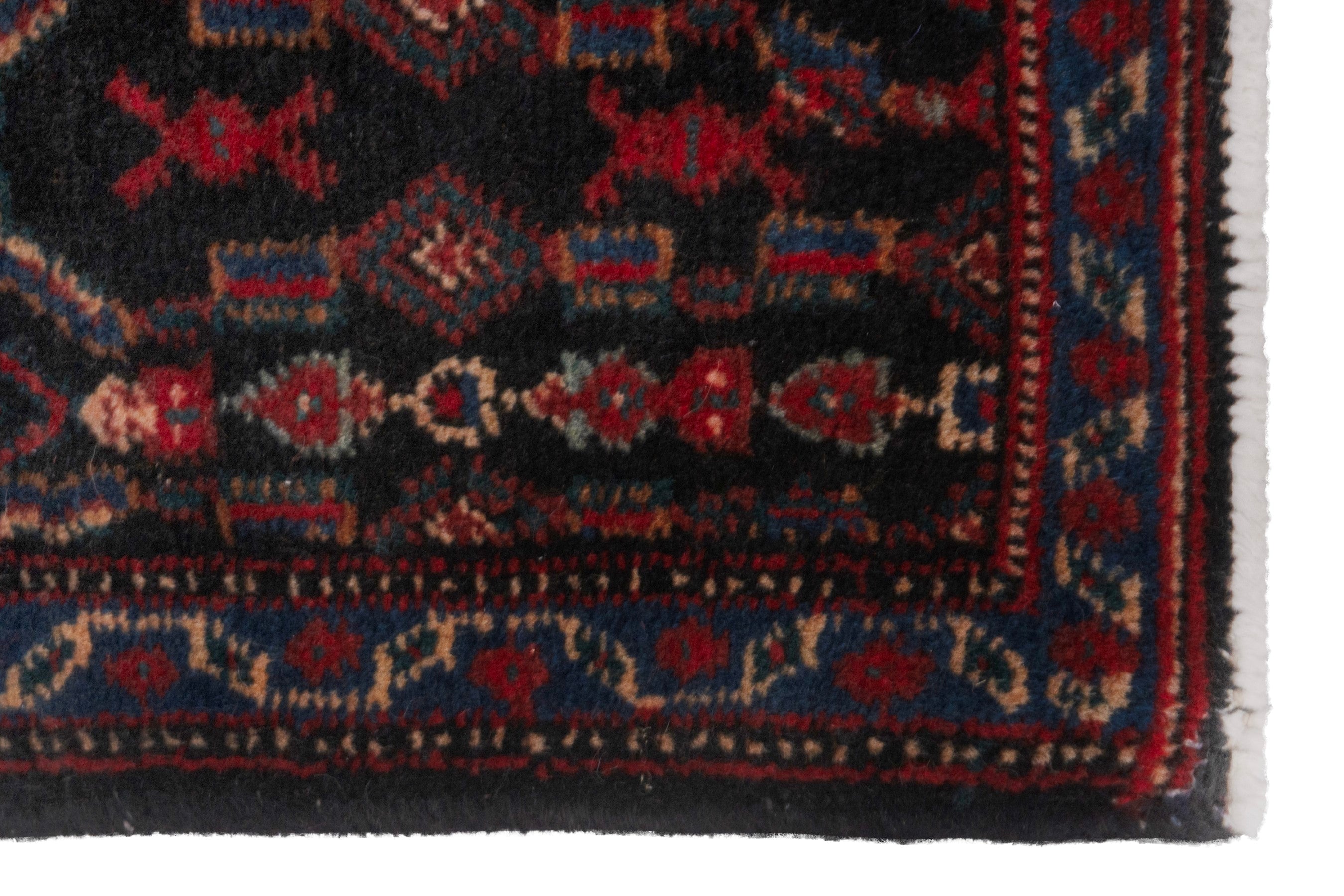 Persian Sanandaj accent rug in deep red and muted pink, view 4 of 7
