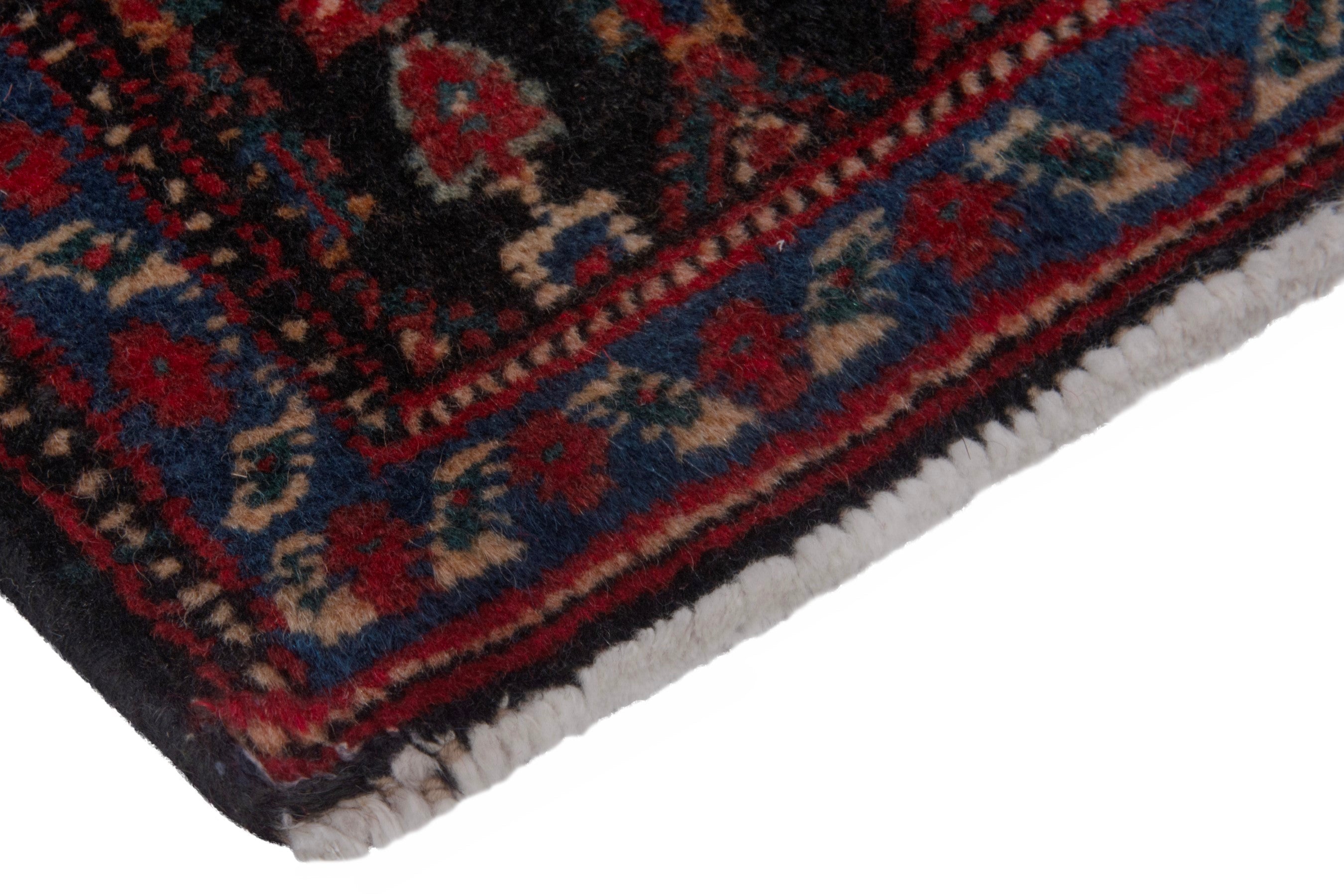 Persian Sanandaj accent rug in deep red and muted pink, view 5 of 7