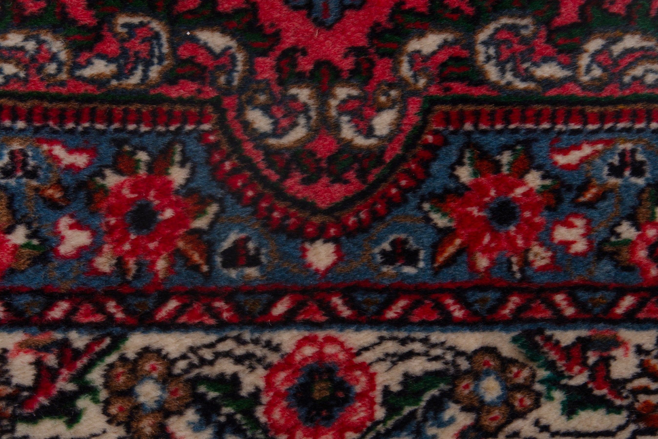 Persian Sarouk accent rug in deep red and burgundy, view 6 of 7