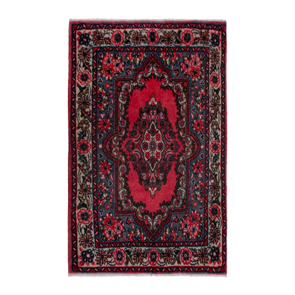 Persian Sarouk accent rug in deep red and burgundy, 2'2" x 3'1"