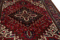 Turkish Anatolian area rug in deep red and navy, view 11 of 21