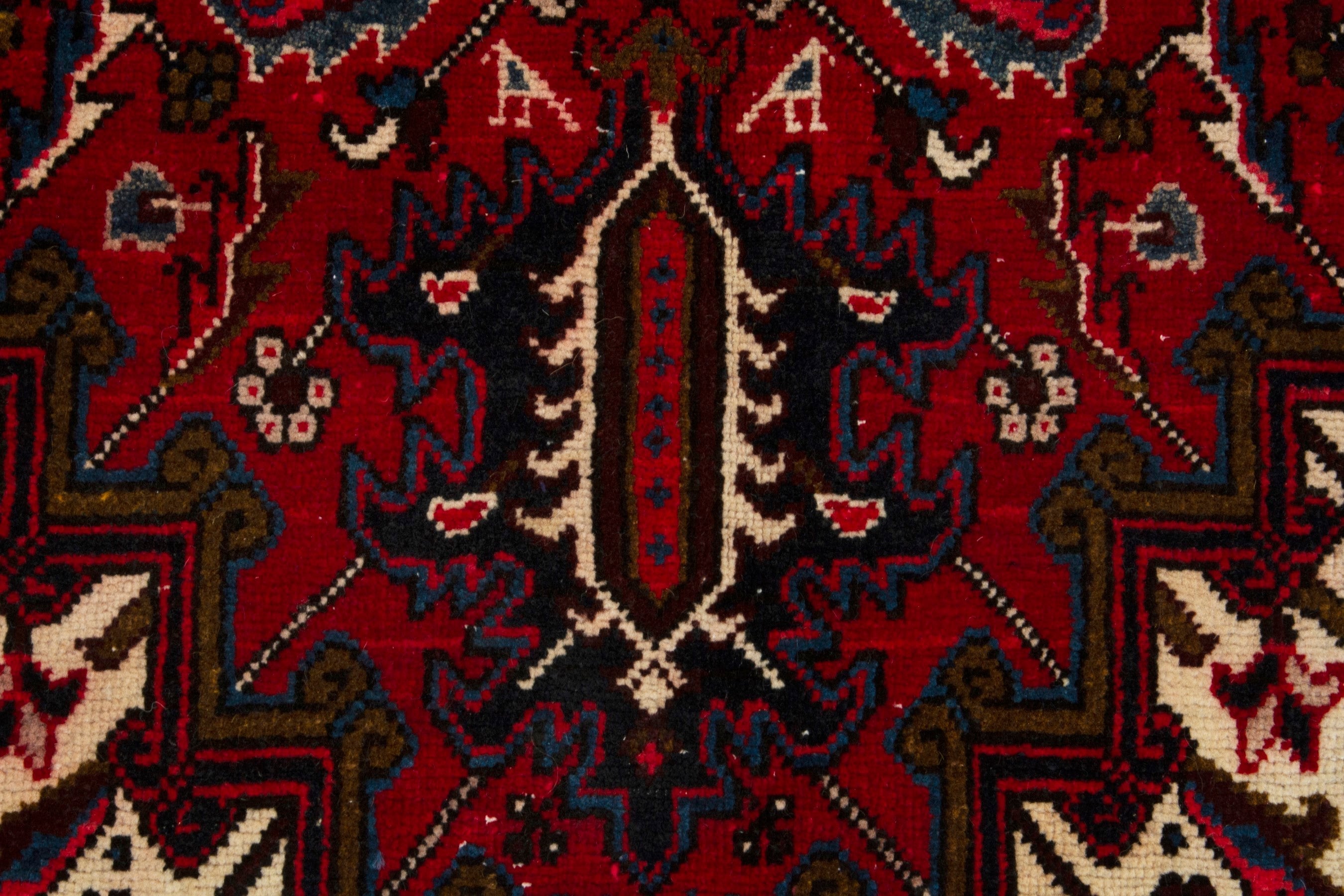 Persian Gorevan area rug in deep red and navy, view 14 of 20