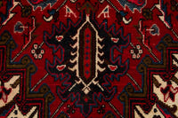Turkish Anatolian area rug in deep red and navy, view 14 of 21