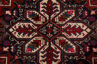 Turkish Anatolian area rug in deep red and navy, view 15 of 21