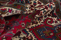 Turkish Anatolian area rug in deep red and navy, view 19 of 21