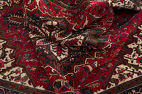Turkish Anatolian area rug in deep red and navy, view 20 of 21