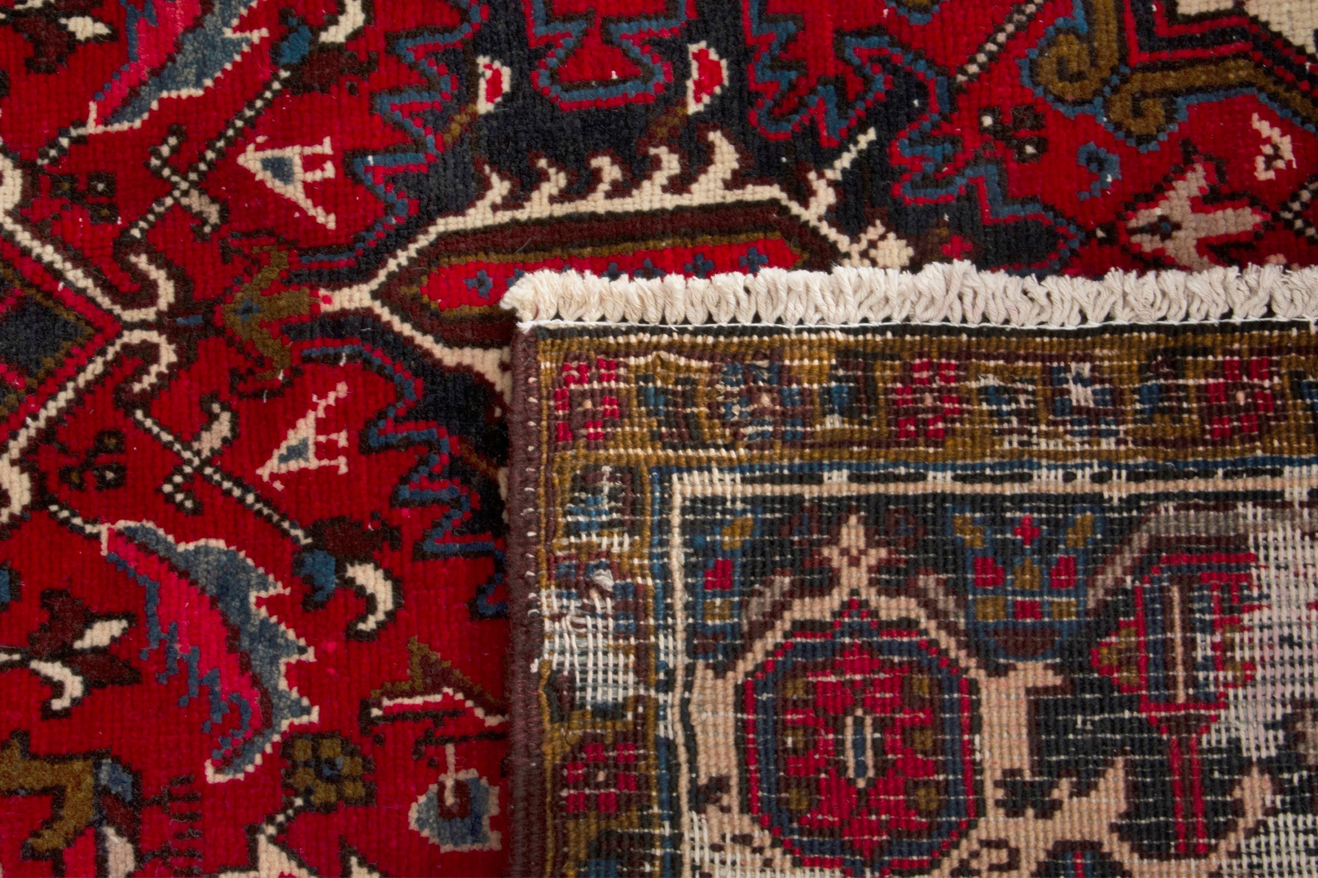 Persian Gorevan area rug in deep red and navy, view 20 of 20