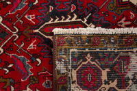 Turkish Anatolian area rug in deep red and navy, view 21 of 21