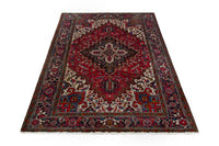 Turkish Anatolian area rug in deep red and navy, view 3 of 21
