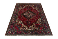 Turkish Anatolian area rug in deep red and navy, view 4 of 21