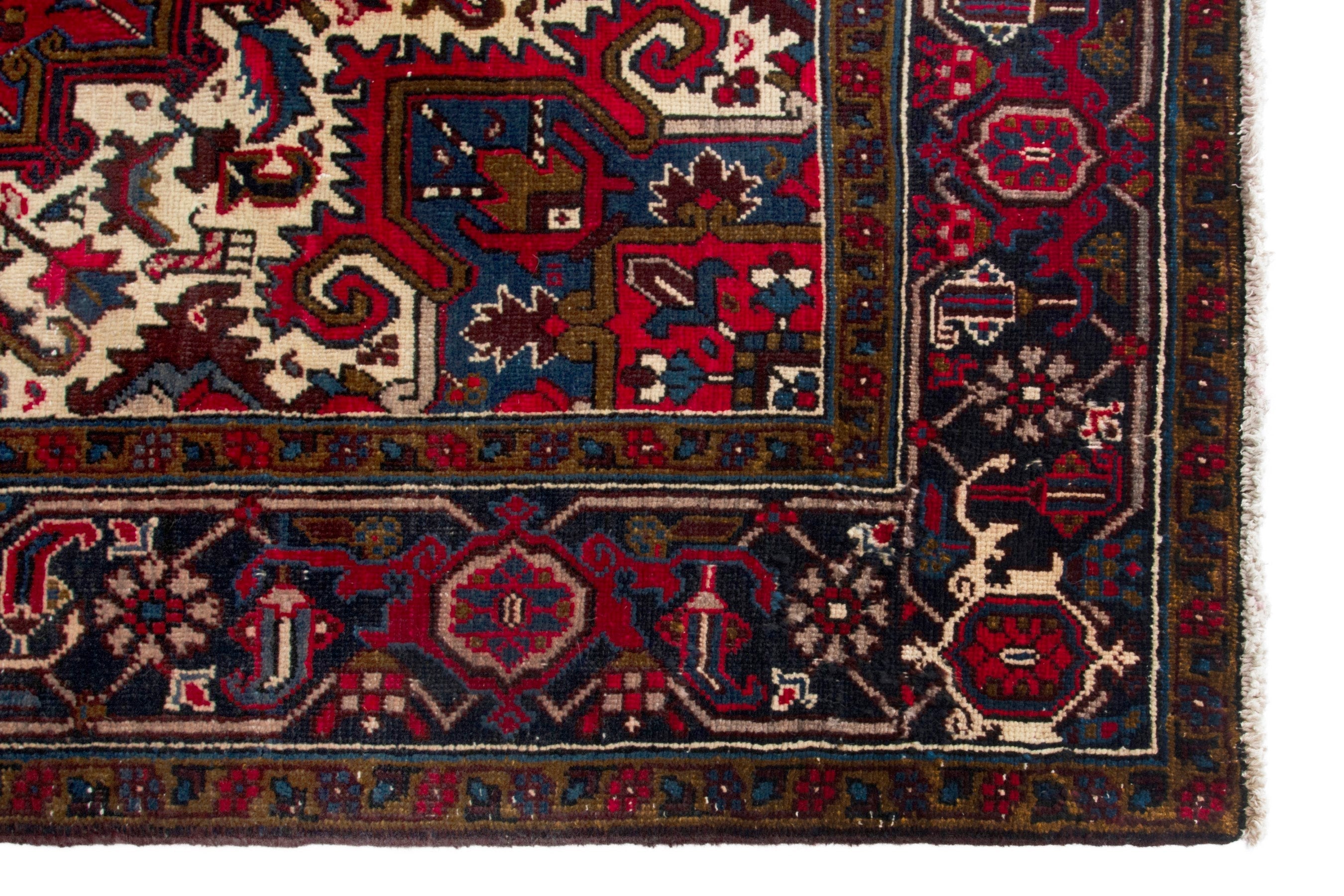 Persian Gorevan area rug in deep red and navy, view 10 of 20