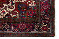 Turkish Anatolian area rug in deep red and navy, view 6 of 21