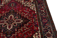 Turkish Anatolian area rug in deep red and navy, view 8 of 21