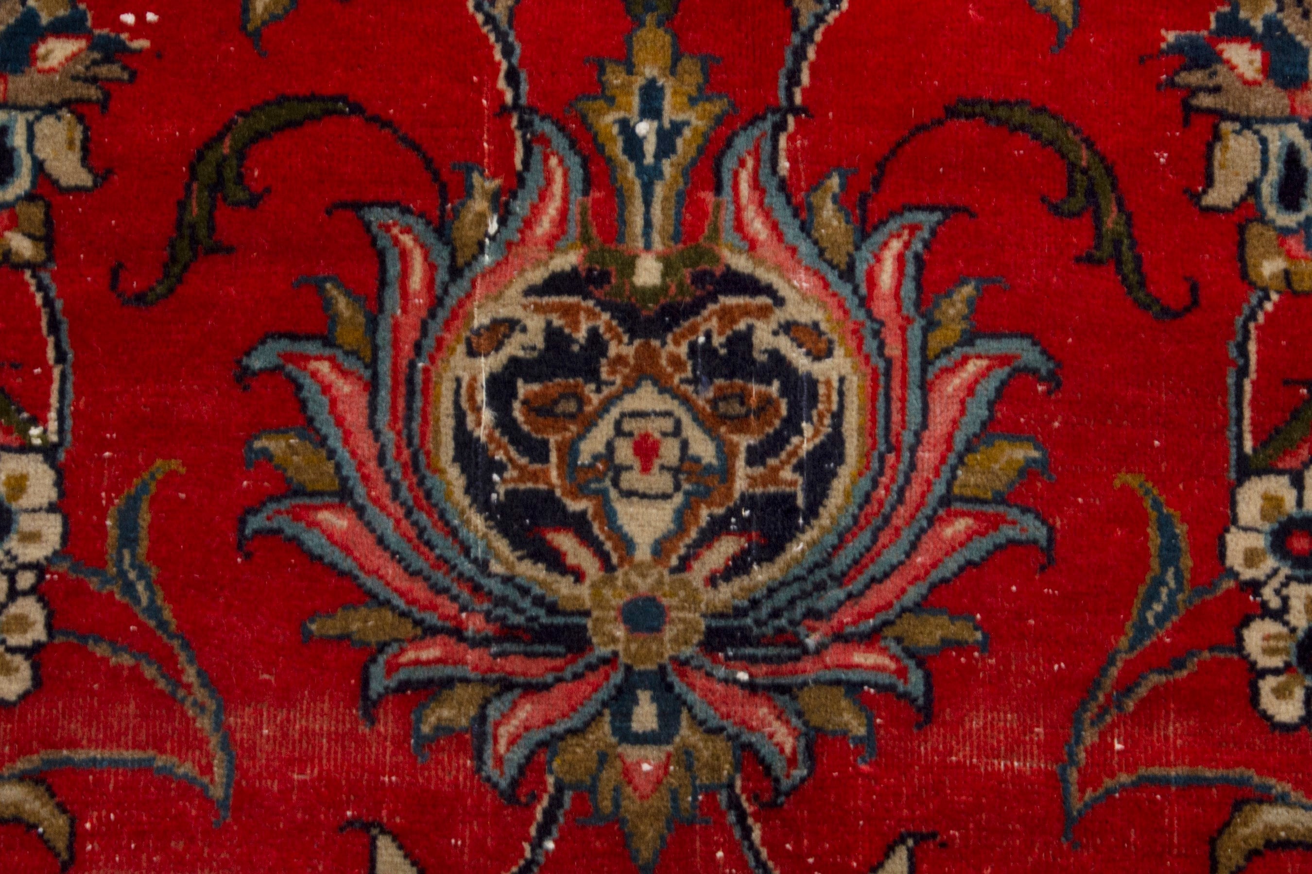Persian Sarouk oversized rug in deep red and beige, view 13 of 20