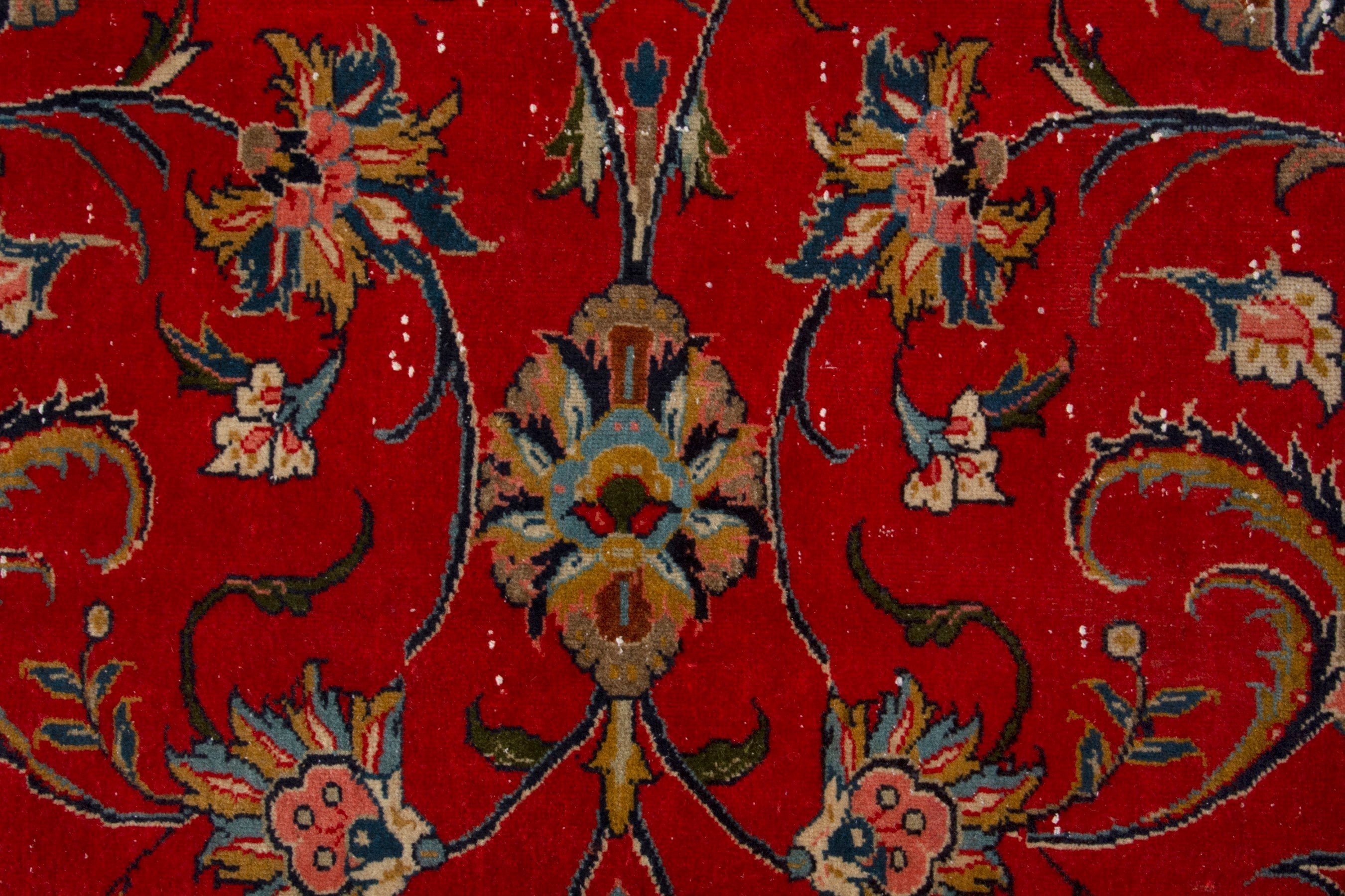 Persian Sarouk oversized rug in deep red and beige, view 14 of 20