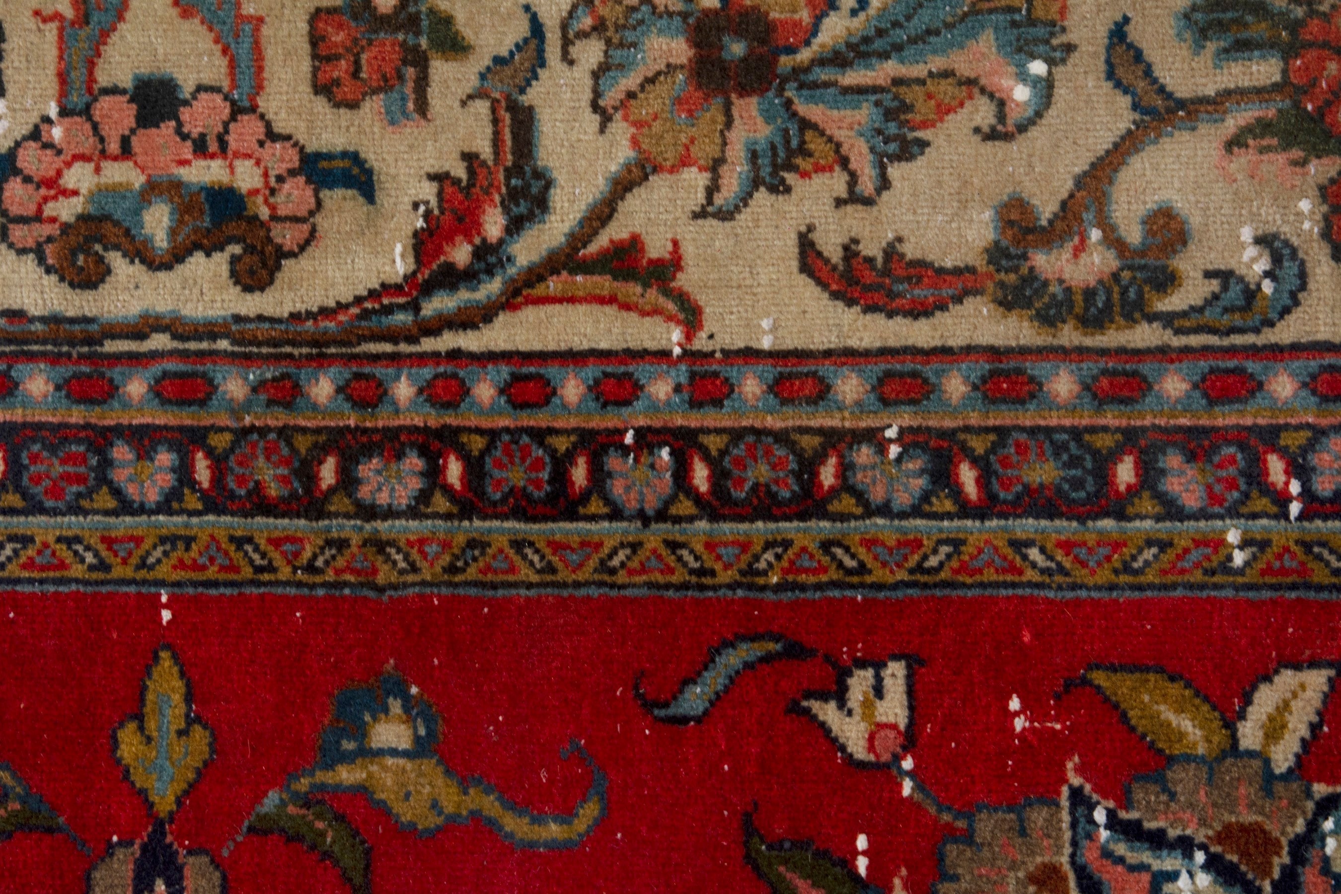 Persian Sarouk oversized rug in deep red and beige, view 12 of 20
