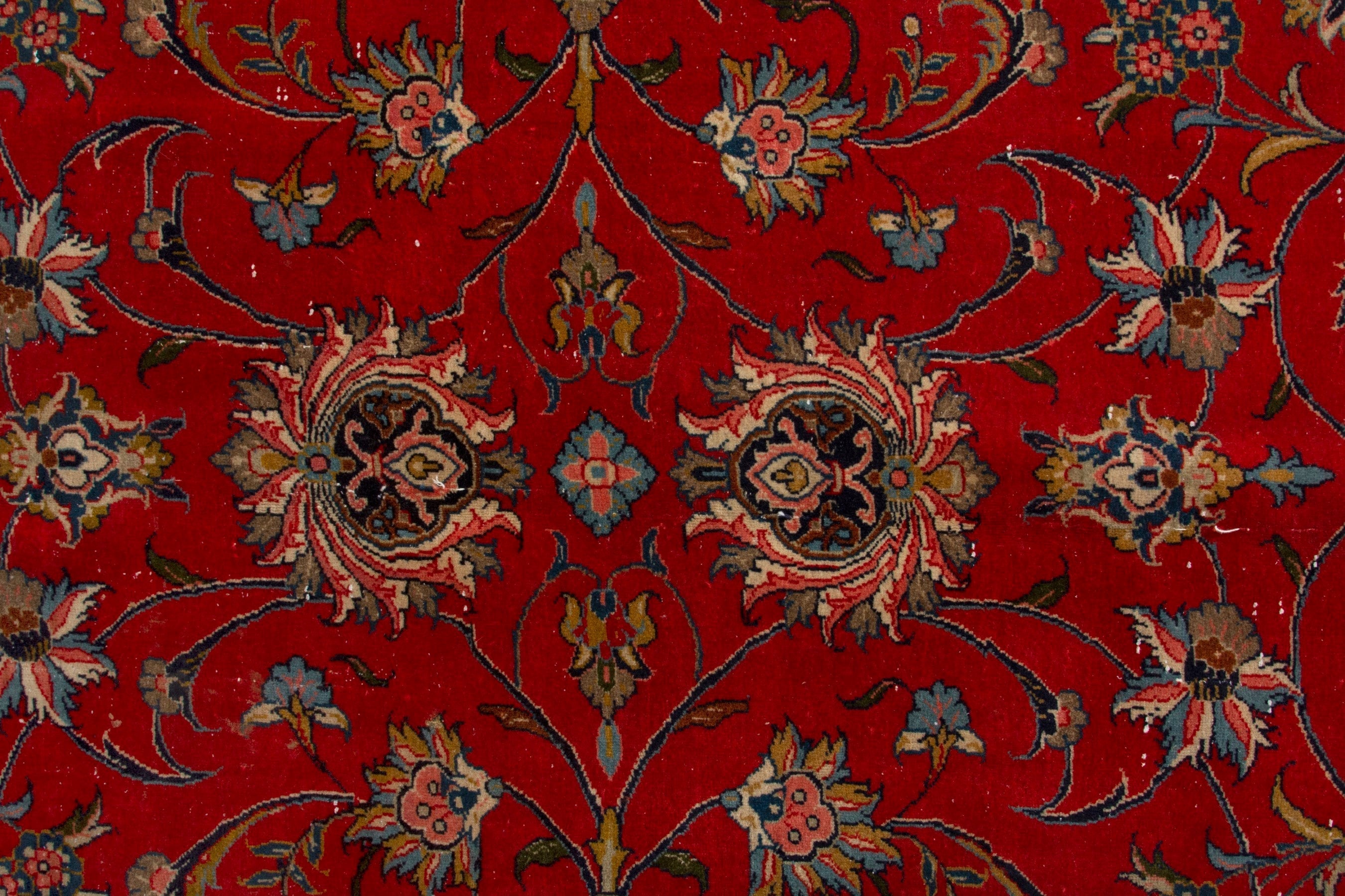 Persian Sarouk oversized rug in deep red and beige, view 15 of 20