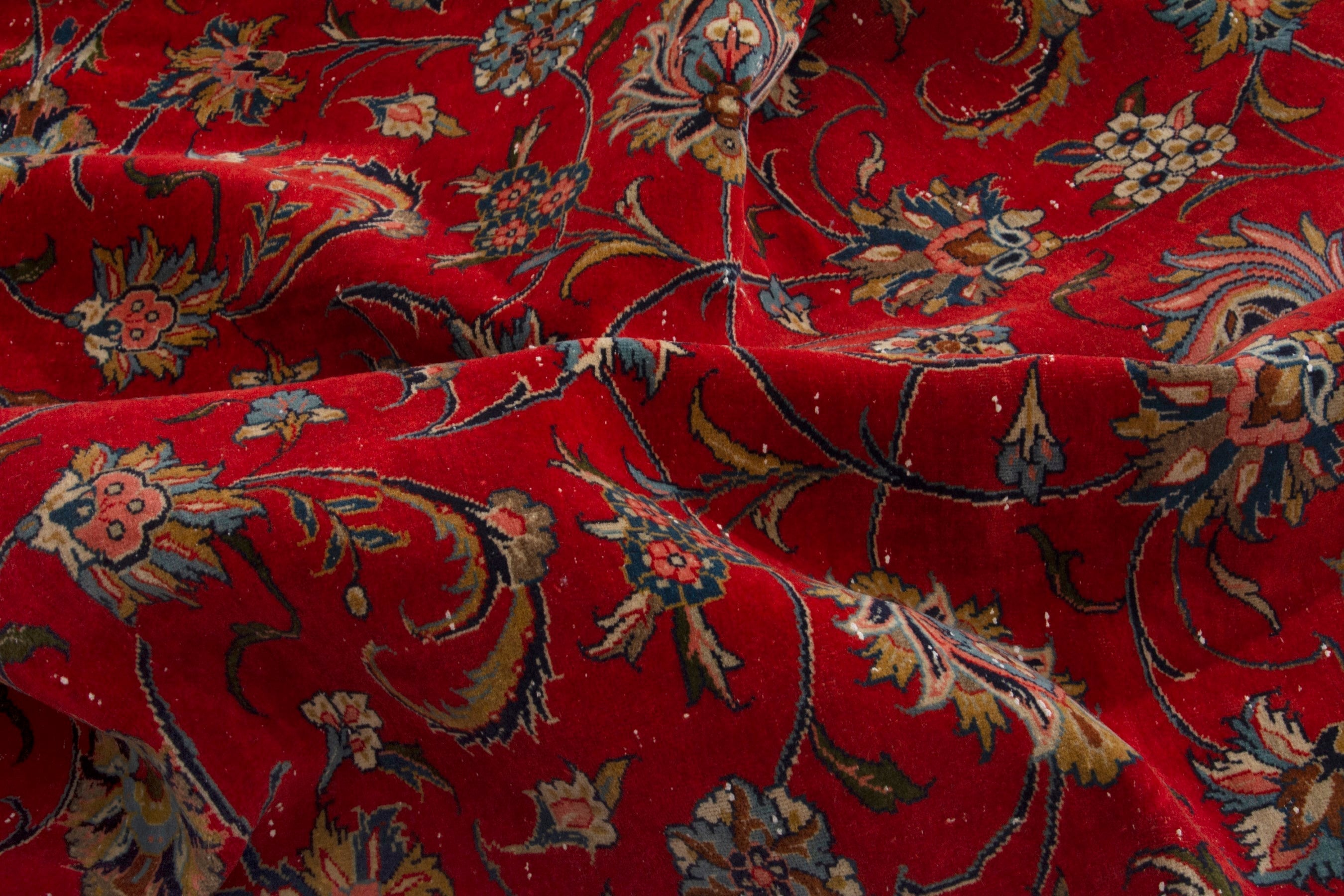 Persian Sarouk oversized rug in deep red and beige, view 18 of 20