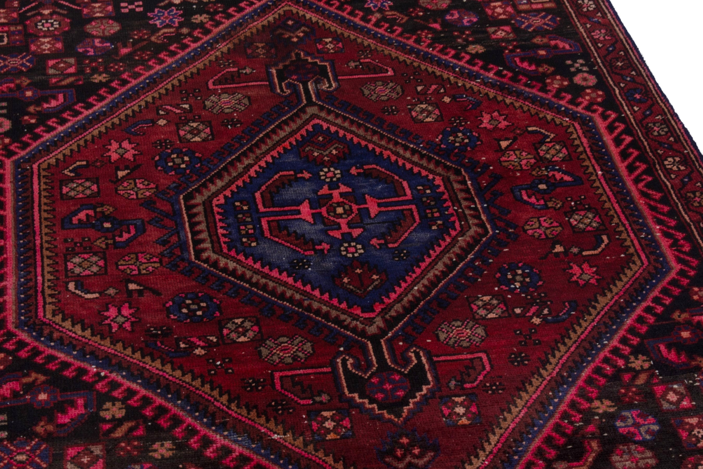 Persian Zanjan accent rug in burgundy and deep red, view 7 of 21