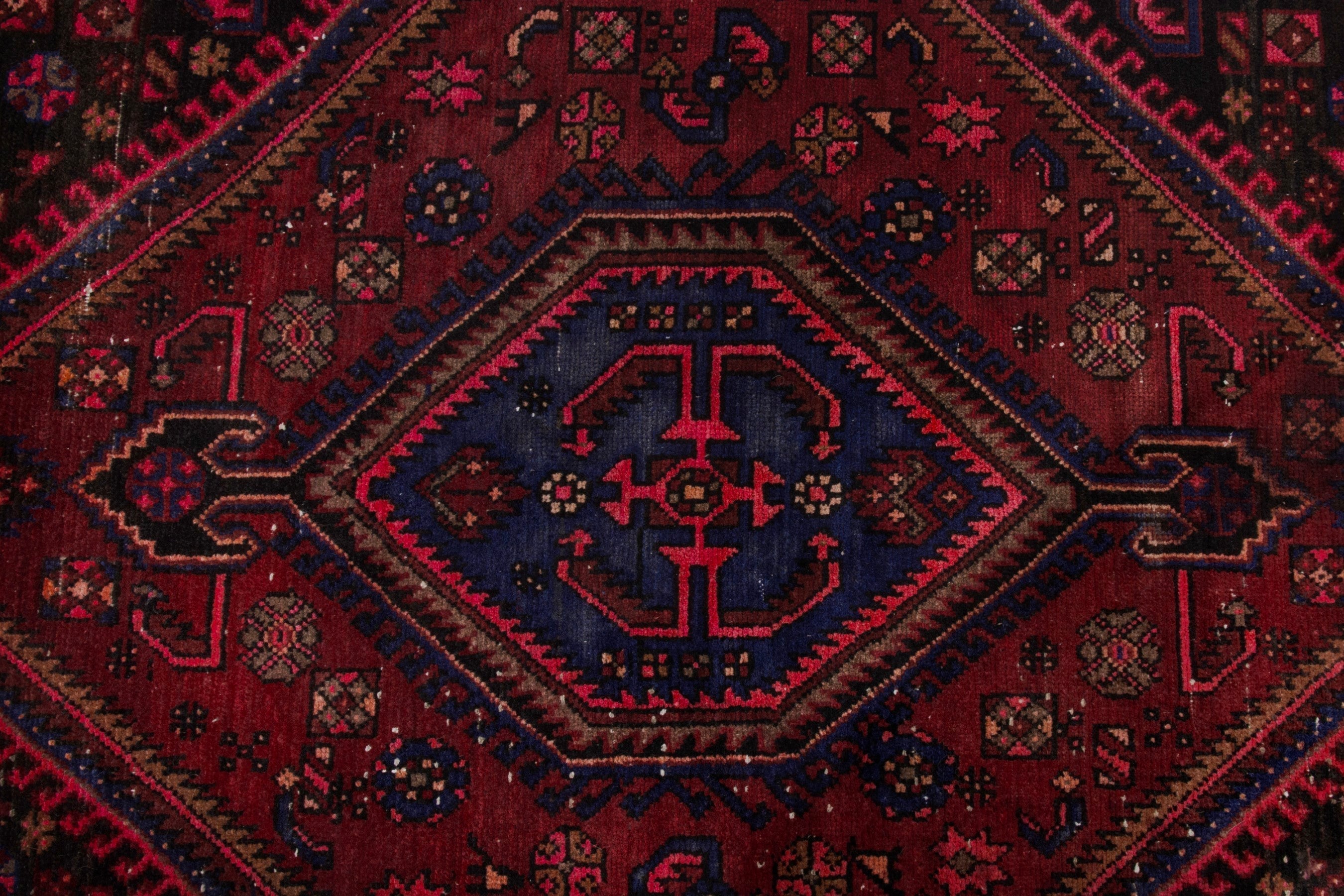 Persian Zanjan accent rug in burgundy and deep red, view 14 of 21