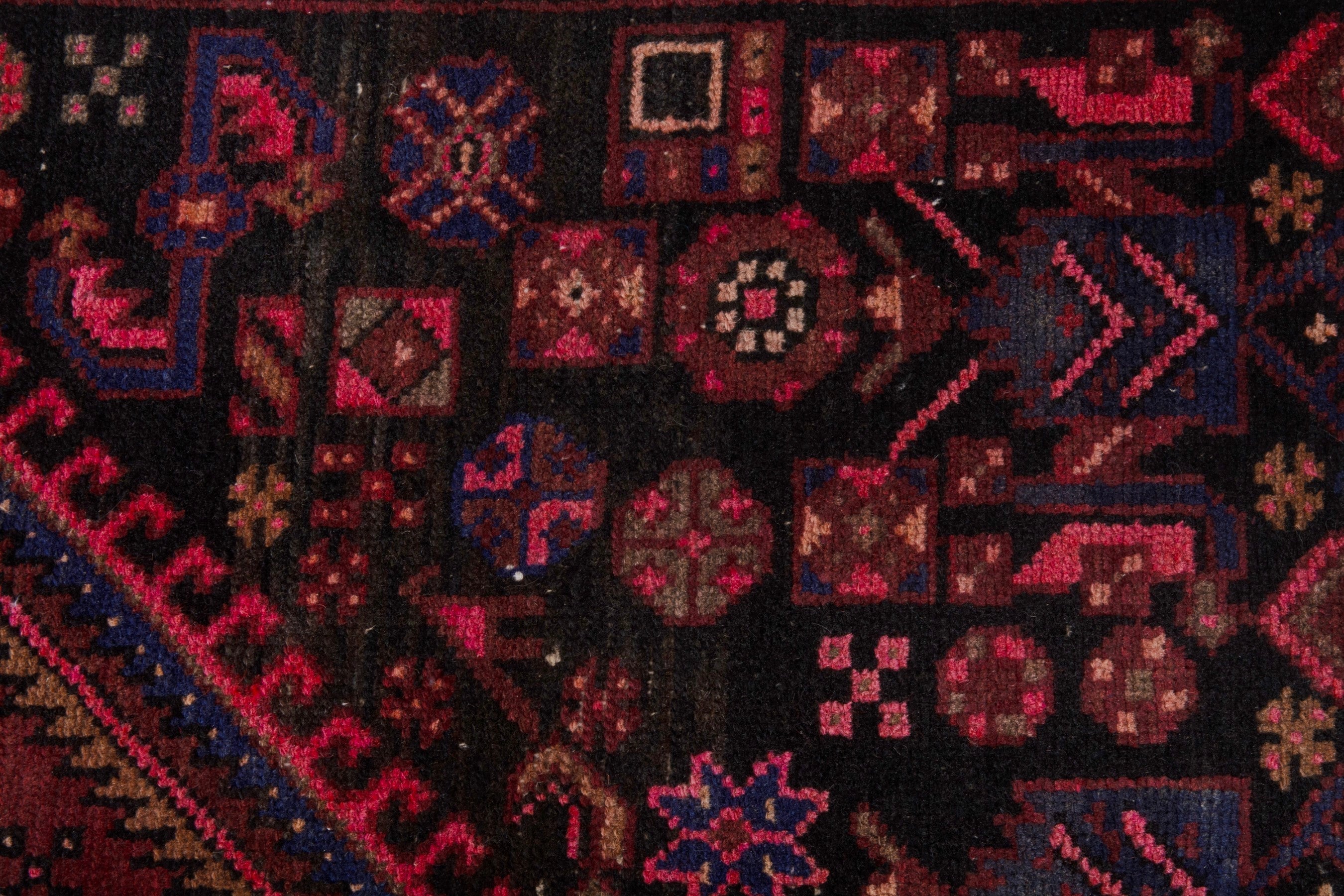 Persian Zanjan accent rug in burgundy and deep red, view 15 of 21