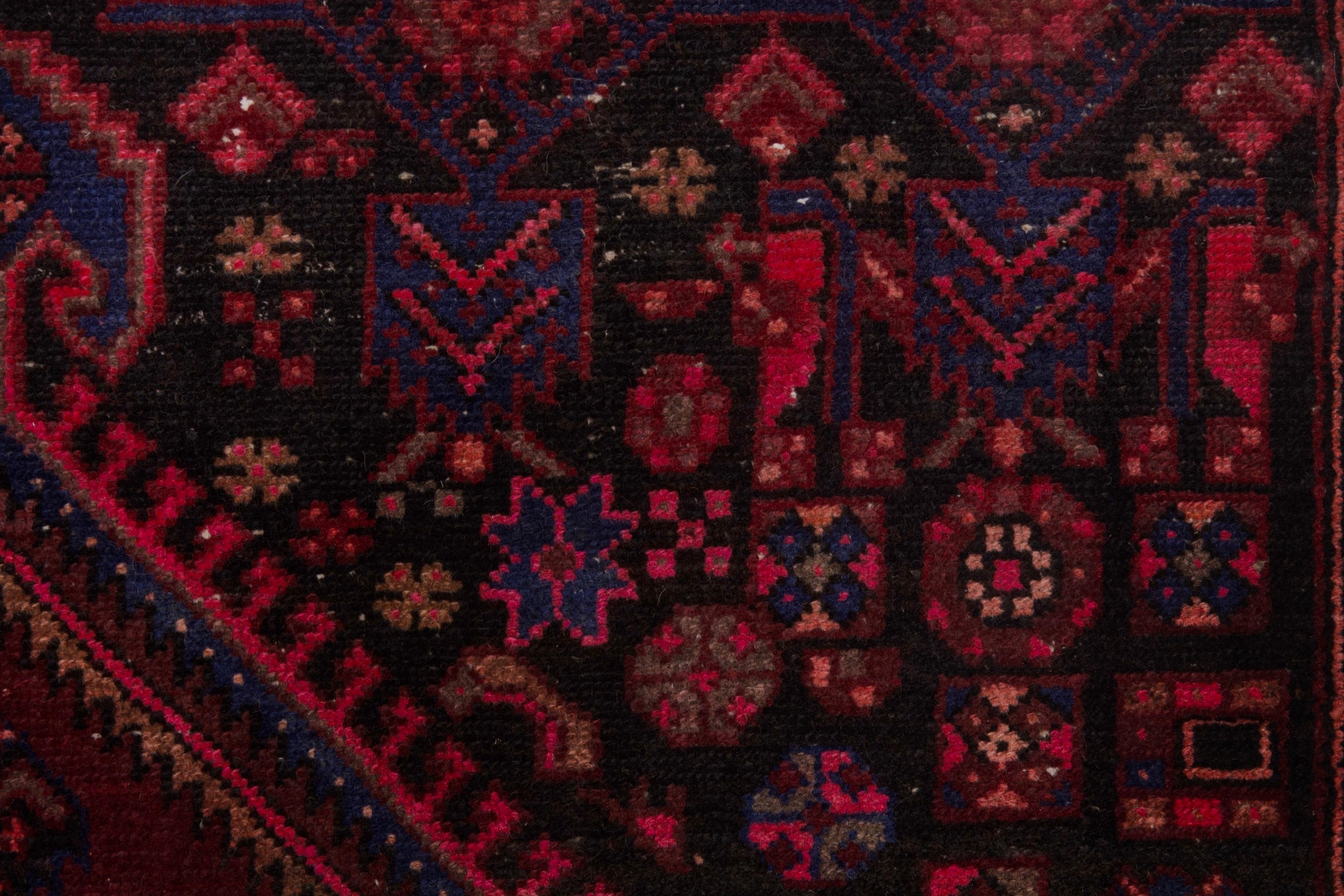Persian Zanjan accent rug in burgundy and deep red, view 16 of 21