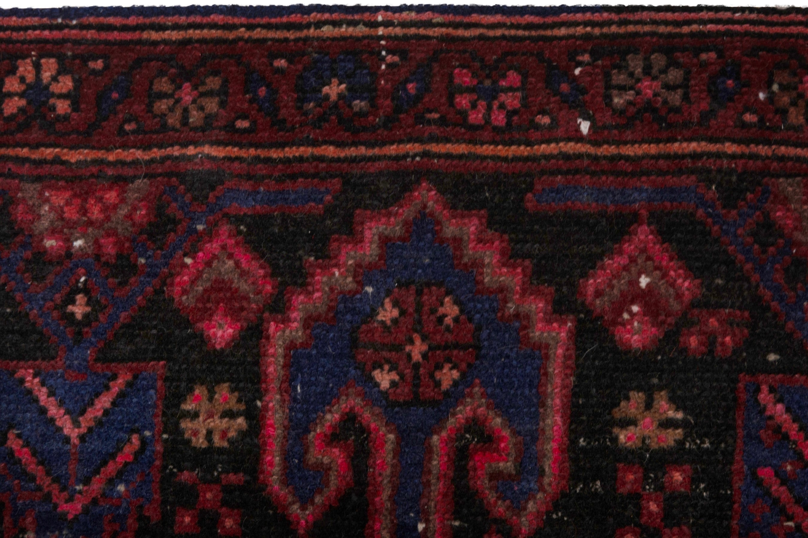 Persian Zanjan accent rug in burgundy and deep red, view 12 of 21