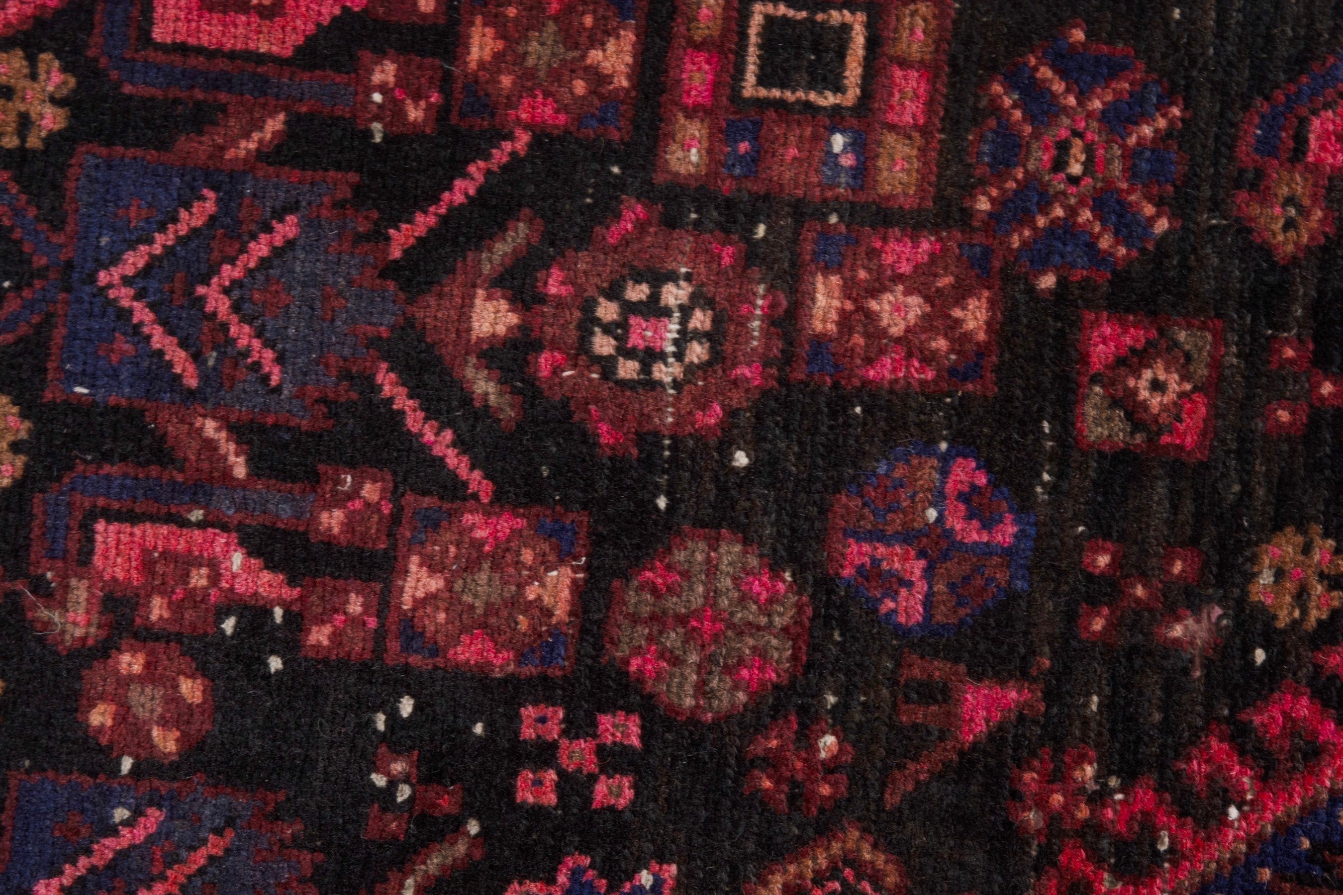Persian Zanjan accent rug in burgundy and deep red, view 17 of 21