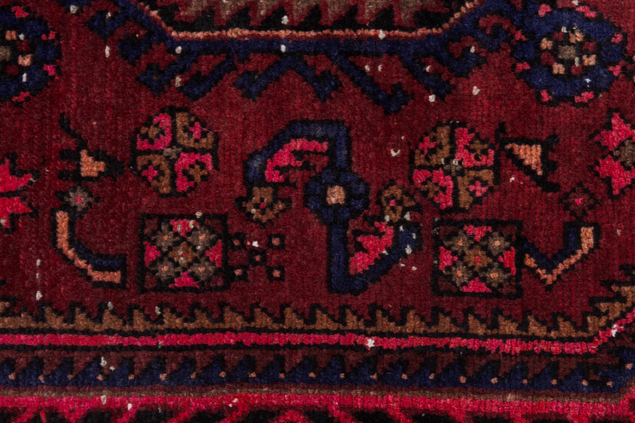 Persian Zanjan accent rug in burgundy and deep red, view 11 of 21