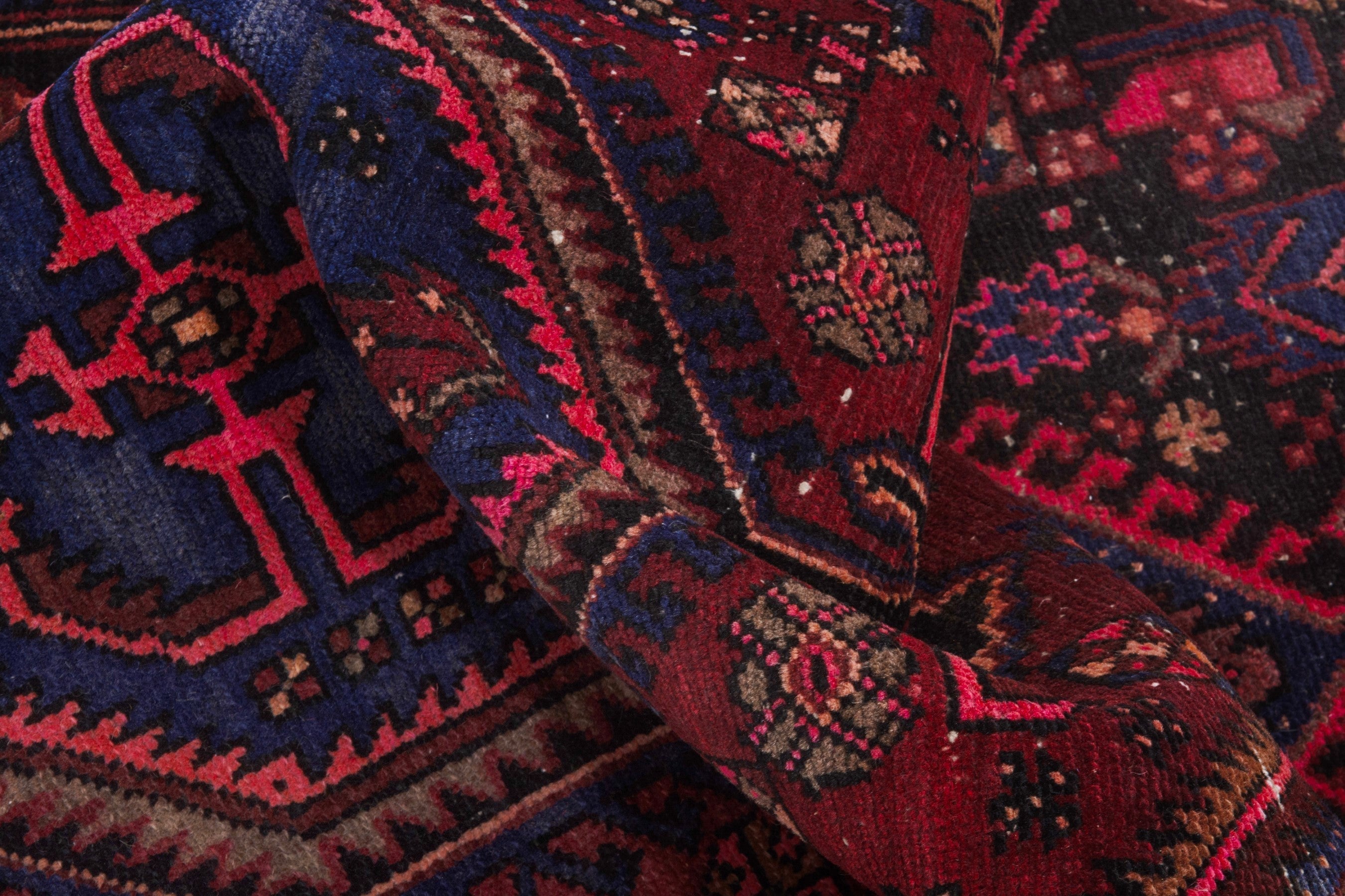 Persian Zanjan accent rug in burgundy and deep red, view 18 of 21