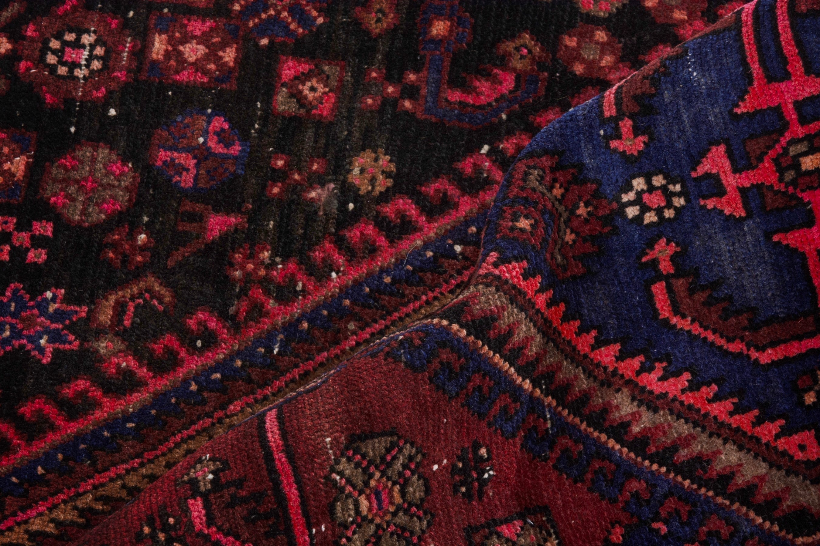 Persian Zanjan accent rug in burgundy and deep red, view 19 of 21
