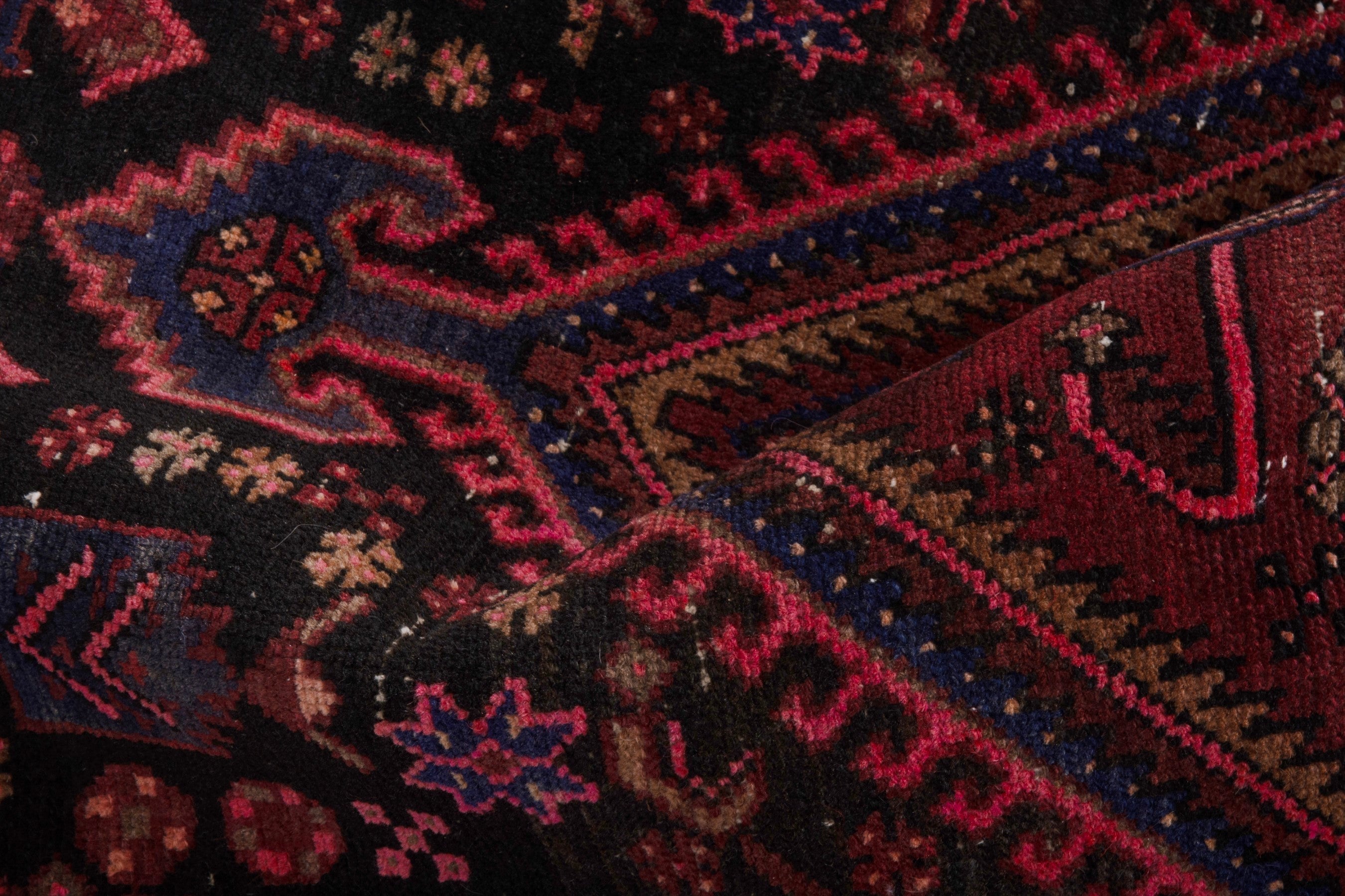 Persian Zanjan accent rug in burgundy and deep red, view 20 of 21