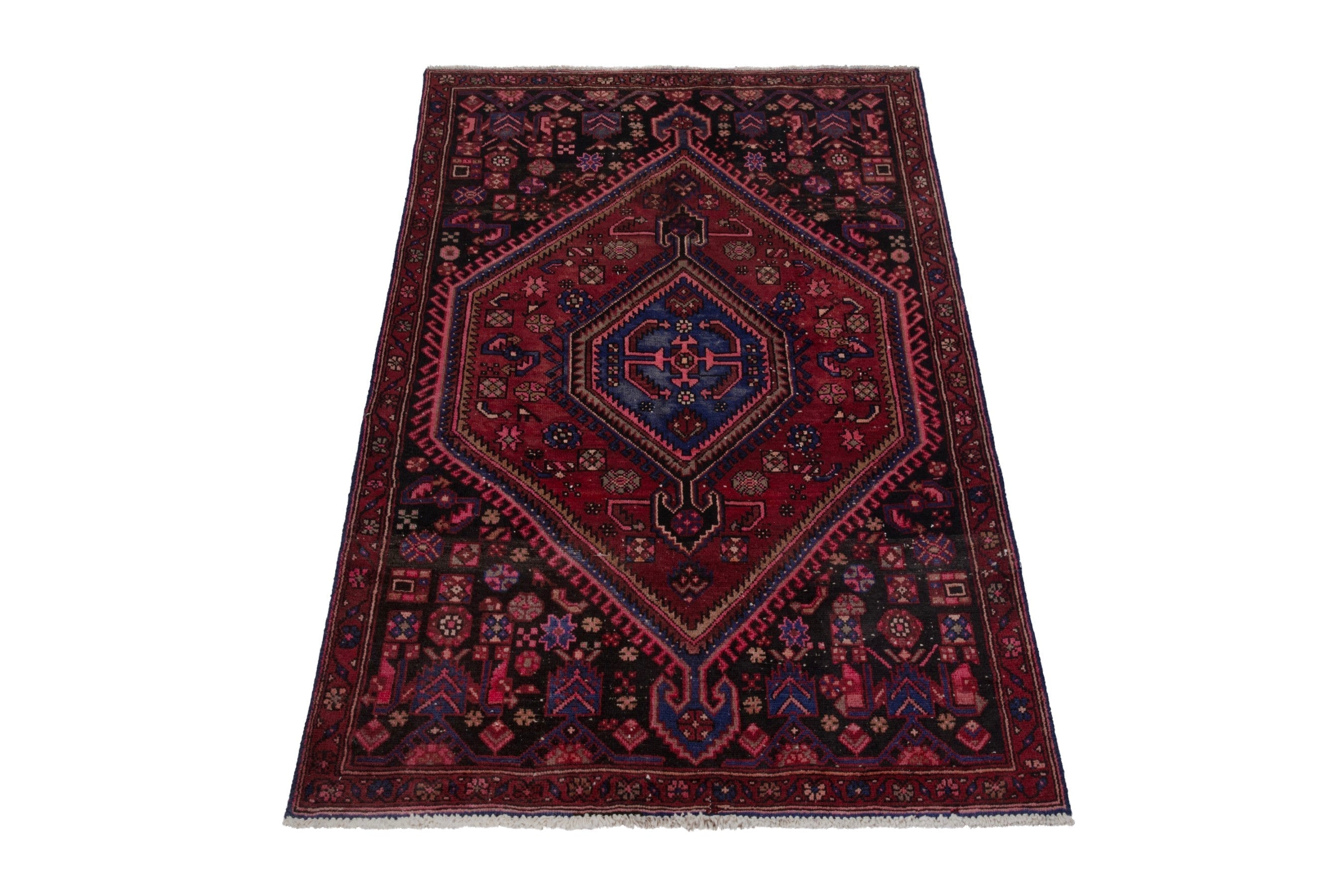 Persian Zanjan accent rug in burgundy and deep red, view 3 of 21