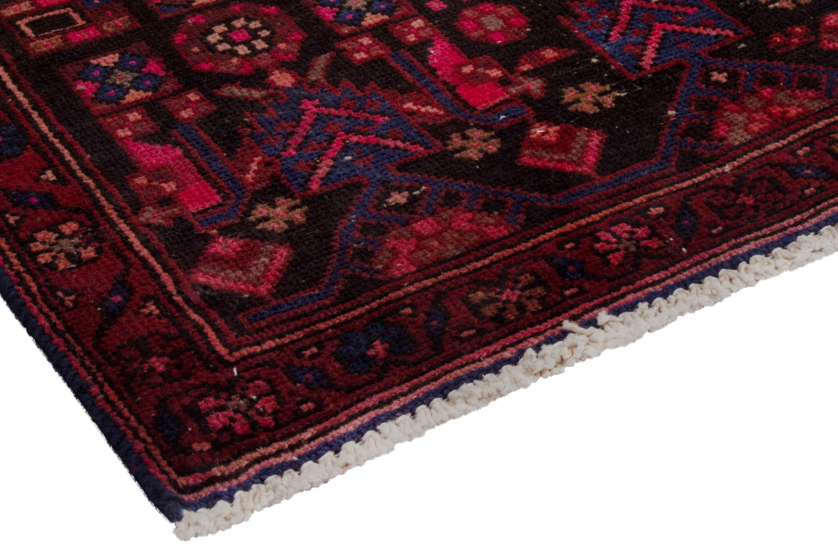 Persian Zanjan accent rug in burgundy and deep red, view 4 of 21