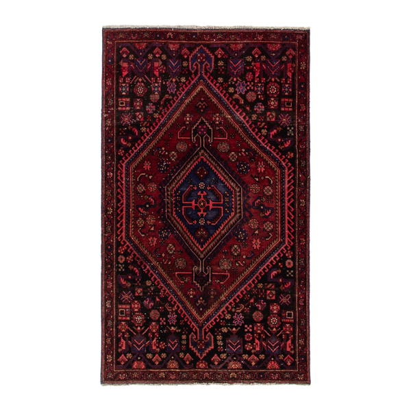 Persian Zanjan accent rug in burgundy and deep red, 3'5" x 5'8"