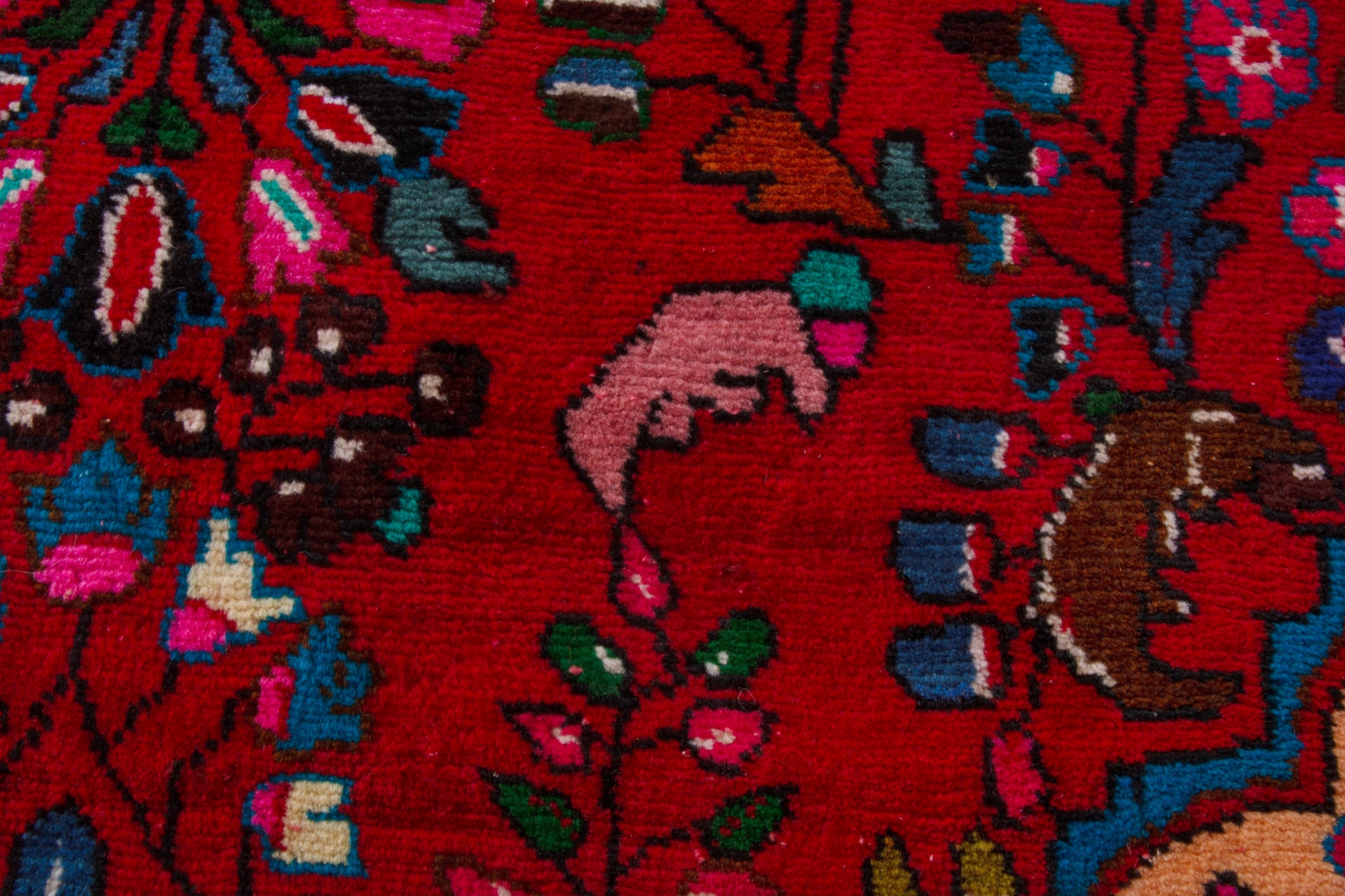 Persian Lilihan accent rug in deep red and navy, view 13 of 21