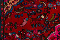 Persian Lilihan accent rug in deep red and navy, view 14 of 22