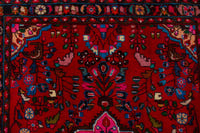 Persian Lilihan accent rug in deep red and navy, view 15 of 22