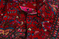 Persian Lilihan accent rug in deep red and navy, view 17 of 22