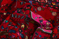 Persian Lilihan accent rug in deep red and navy, view 21 of 22