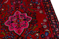 Persian Lilihan accent rug in deep red and navy, view 8 of 22