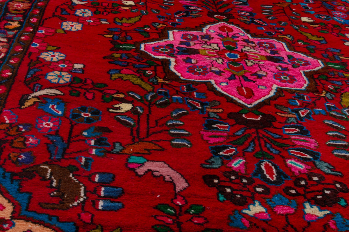 Persian Lilihan accent rug in deep red and navy, view 10 of 22