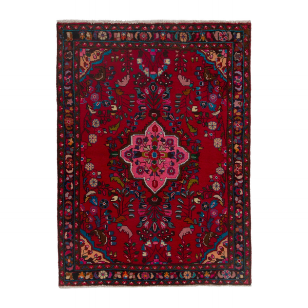 Persian Lilihan accent rug in deep red and navy, 3'11" x 5'6"