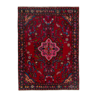 Persian Lilihan accent rug in deep red and navy, 3'11" x 5'6"