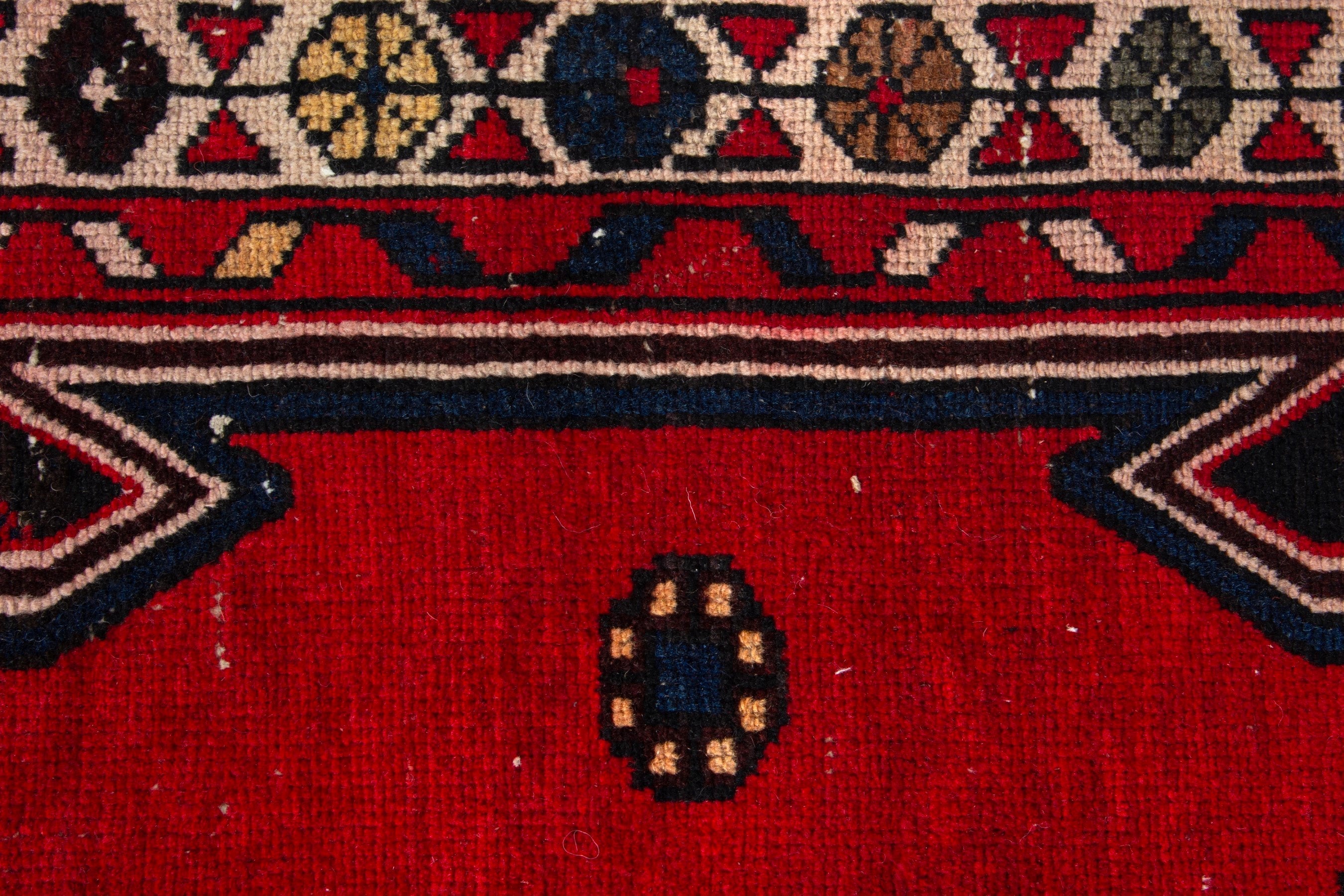 Persian Saveh accent rug in deep red and dark brown, view 11 of 19