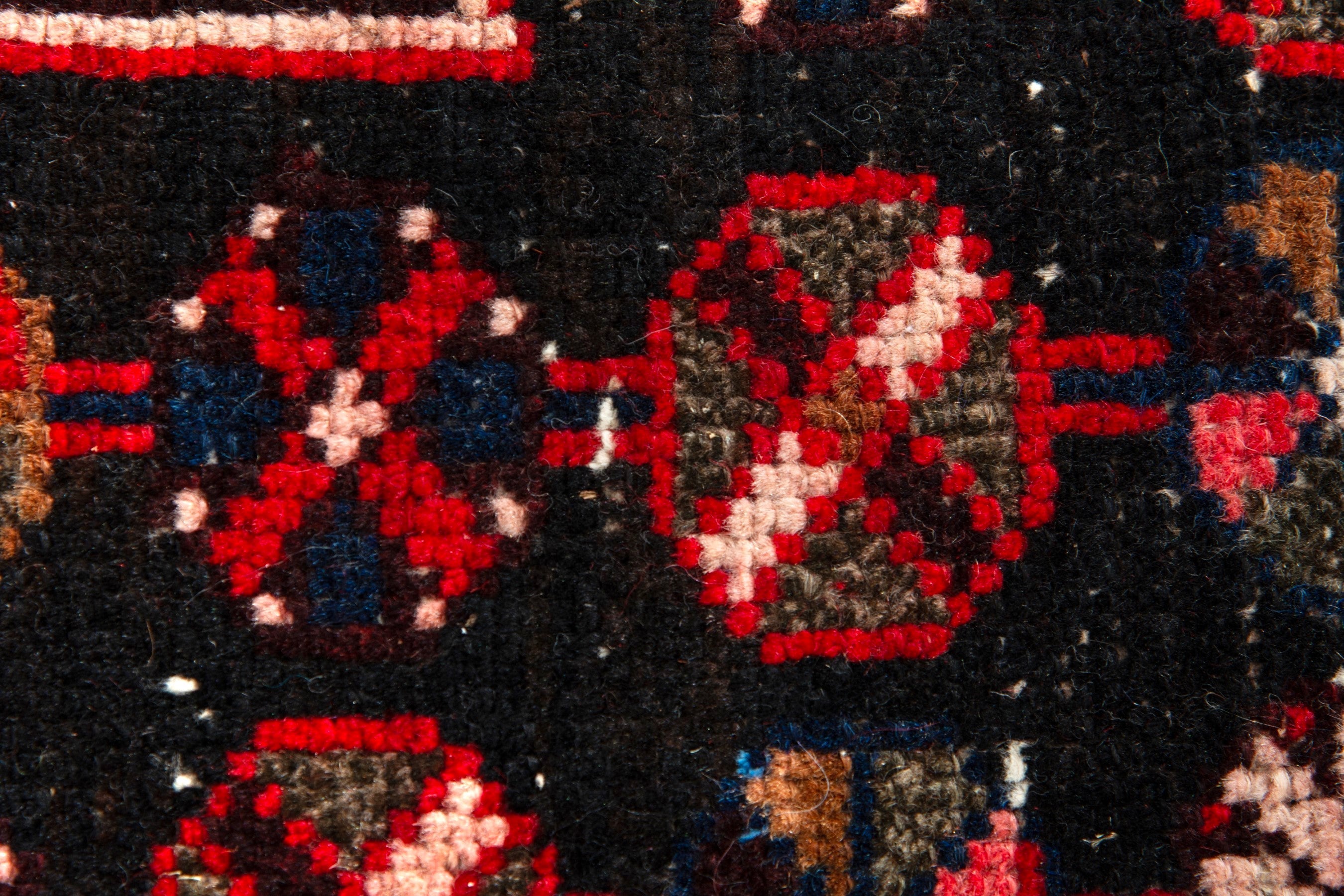 Persian Saveh accent rug in deep red and dark brown, view 14 of 19