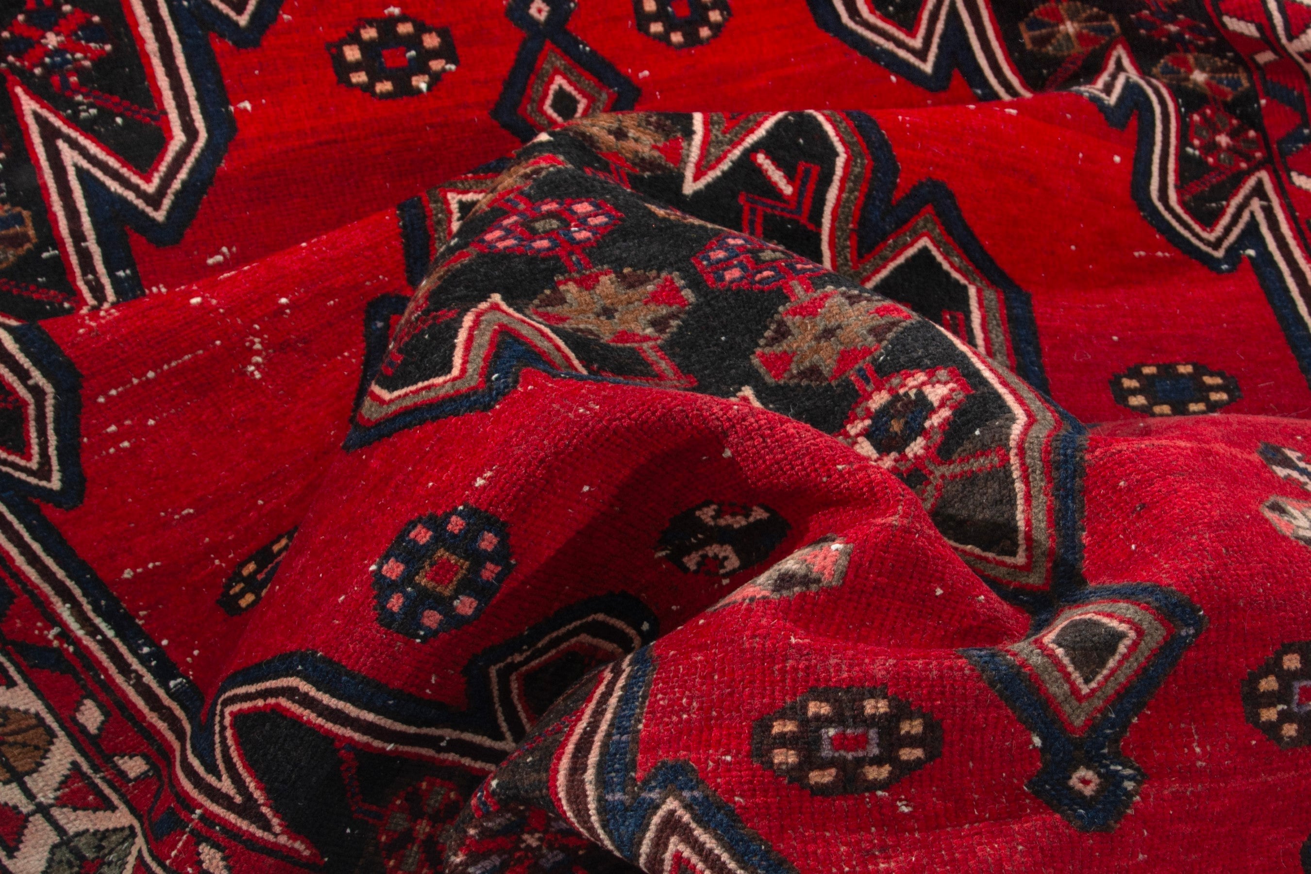 Persian Saveh accent rug in deep red and dark brown, view 18 of 19