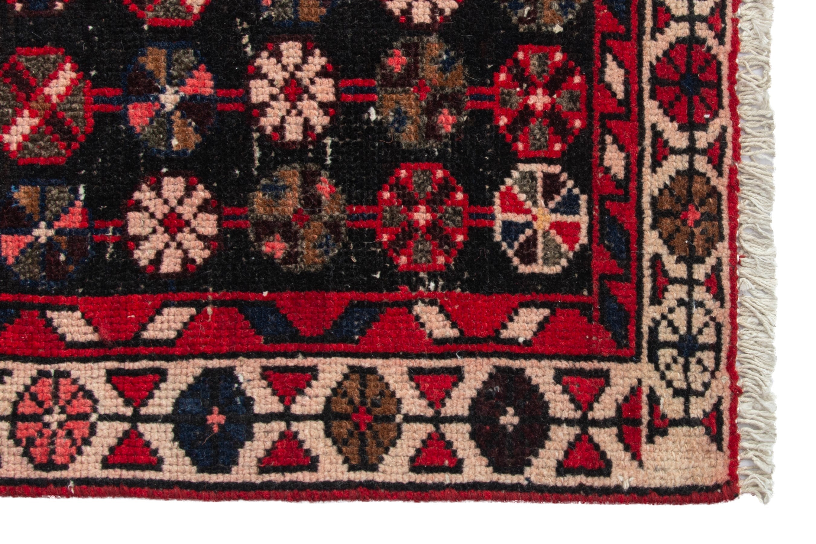 Persian Saveh accent rug in deep red and dark brown, view 10 of 19