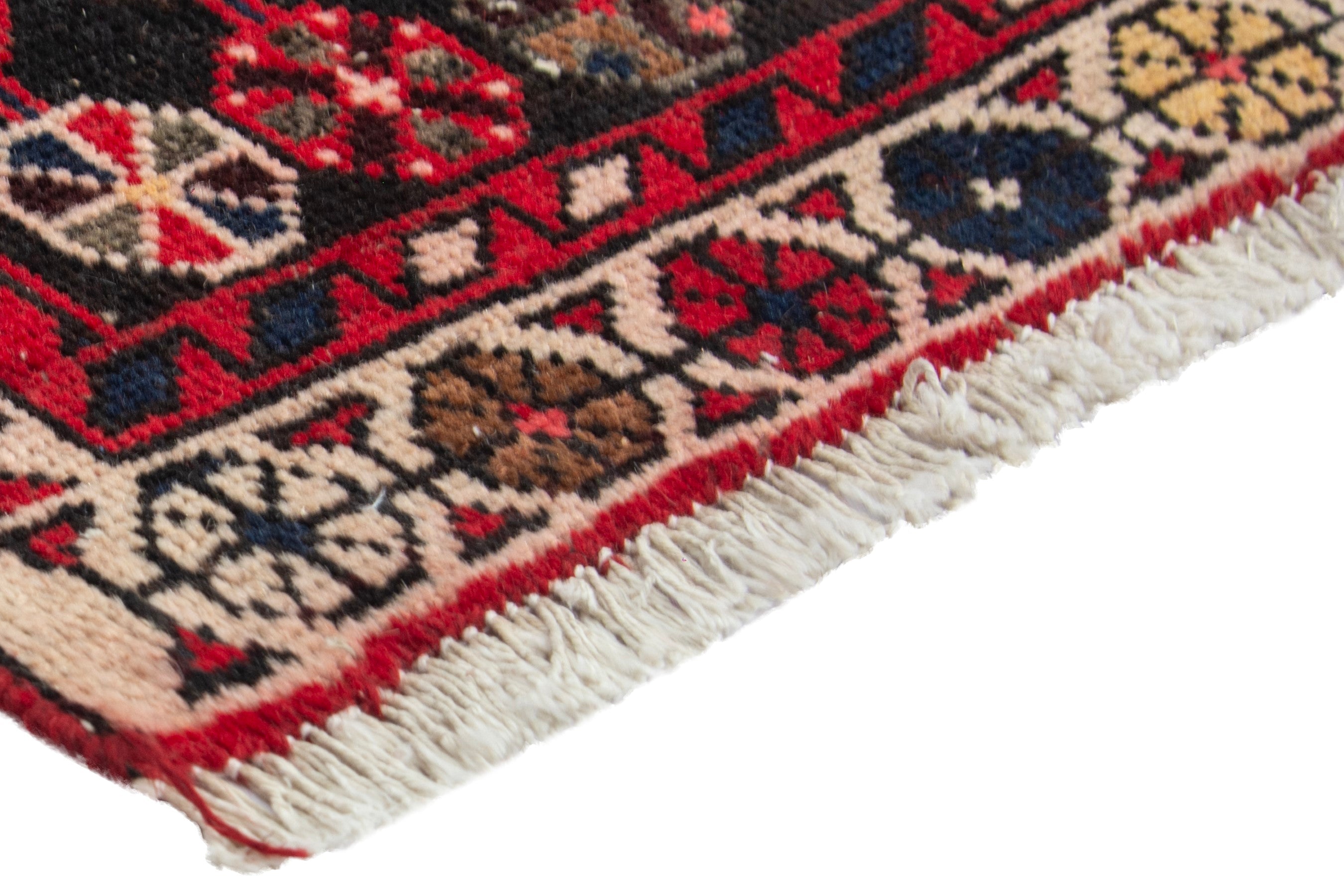 Persian Saveh accent rug in deep red and dark brown, view 4 of 19